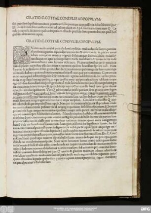 Oratio. C. Cottae Consulis Ad Populum.