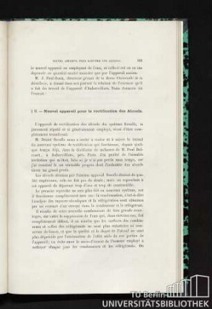 § II. Nouvel appareil pour la rectification des Alcools