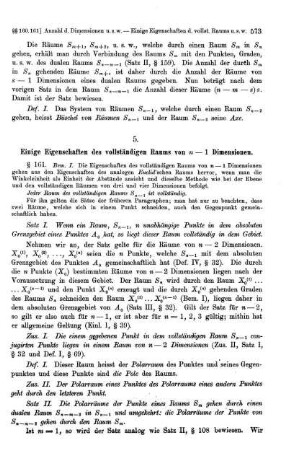 5. Einige Eigenschaften des vollständigen Raums von n-1 Dimensionen.
