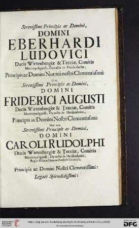 Serenissimi Principis ac Domini, Domini Eberhardi Ludovici