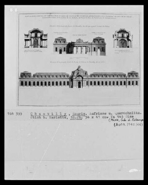 Chantilly, Schloss, Ecurie, Aufrisse und Querschnitte