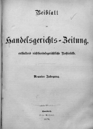 9.1876, Beiblatt: Hamburgische Handelsgerichts-Zeitung