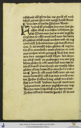 Von dem ablas des Psalters Marie.