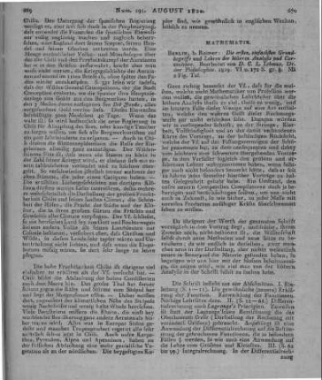 Lehmus, D. C. L.: Die ersten, einfachsten Grundbegriffe und Lehren der höheren Analysis und Curvenlehre. V. 1. Berlin: Reimer 1819