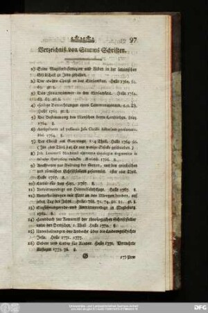 Verzeichniß von Sturms Schriften.