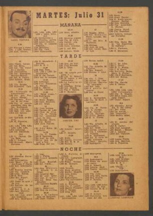 [Programa de] Martes: Julio 31