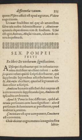 Sex. Pompei Festi Ex libris De verborum significatione