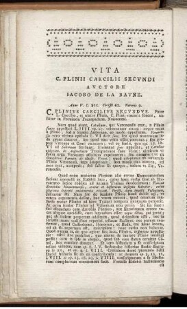 Vita C. Plinii Caecilii Secundi Auctore Jacobo De La Baune.