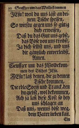 Seuffzer um das Wolbekommen des Tisches Jesu.