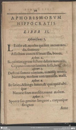 Liber II. Aphorismus I.