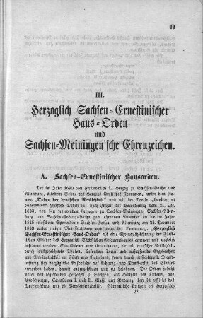 III. Herzoglich Sachsen-Ernestinischer Haus-Orden und Sachsen-Meiningen`sche Ehrenzeichen