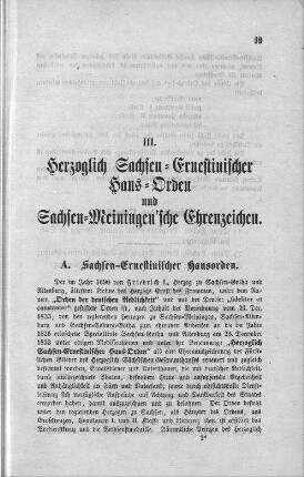 III. Herzoglich Sachsen-Ernestinischer Haus-Orden und Sachsen-Meiningen`sche Ehrenzeichen