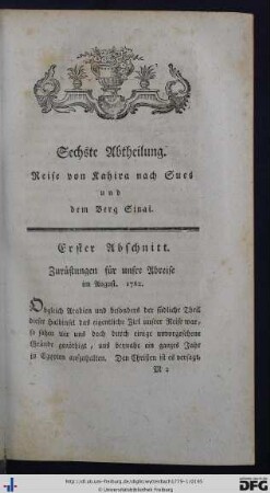 Sechste Abtheilung. Reise von Kahira nach Sues und dem Berg Sinai.