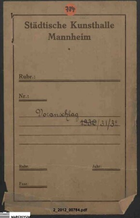 Aufstellung des Voranschlags für 1931/1932
