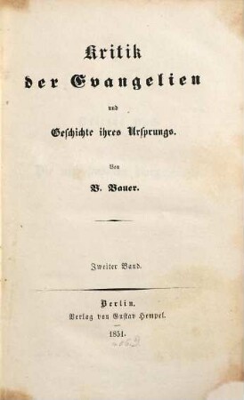 Kritik der Evangelien und Geschichte ihres Ursprungs, 2