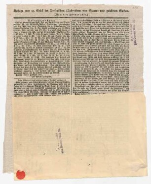 Zeitungsausschnitte und Publikationsfragmente von Unbekannt sowie meteorologische Notizen von Humboldt