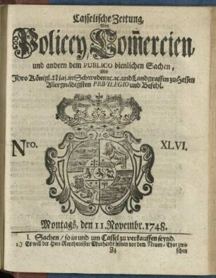 Nro. XLVI, Montags, den 11. Novembr 1748