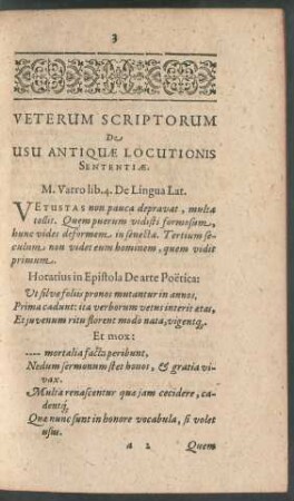 Veterum Scriptorum De Usu Antiquae Locutionis Sententiae.