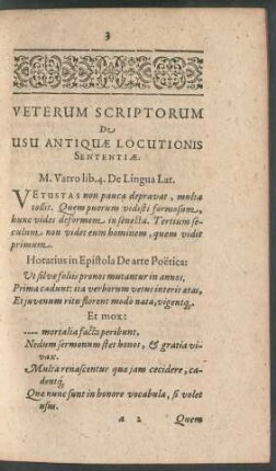 Veterum Scriptorum De Usu Antiquae Locutionis Sententiae.