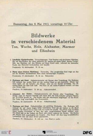 Bildwerke in verschiedenem Material Ton, Wachs, Holz, Alabaster, Marmor und Elfenbein (Nr. 1-24)