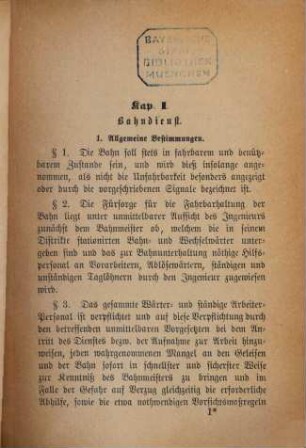 Instruktion über den Fahrdienst auf den Bayerischen Staats-Eisenbahnen : Giltig vom 1. Januar 1876