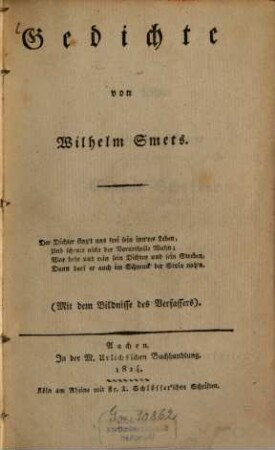 Gedichte : (mit dem Bildnisse des Verfassers)