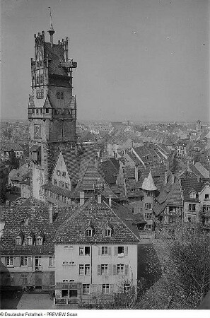 Freiburg. Stadtansicht mit Schwabentor (13. Jh.)
