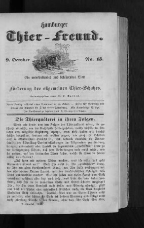 Die Thierquälerei in ihren Folgen.