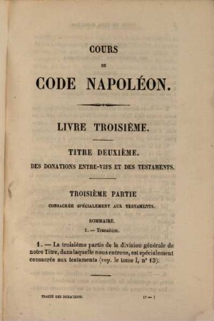 Cours de code Napoléon, 21. Traité des donations entre-vifs et des testaments ; 4