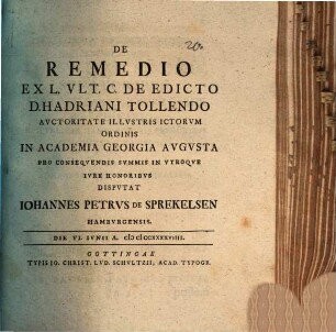 De remedio ex lege ult. C. de edicto D. Hadriani tollendo : [diss. inaug.]