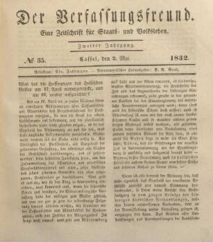 № 35. Cassel, den 2. Mai 1832.
