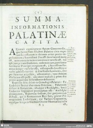 Summa Informationis Palatinae Capita