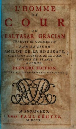 L' homme de cour de Baltasar Gracian