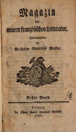 Magazin der neuern französischen Literatur. 1. 1780