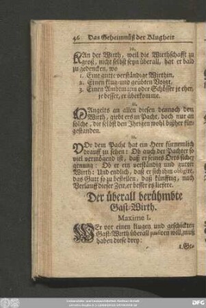 Der überall berühmbte Gast-Wirth.