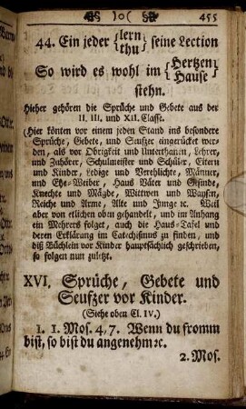 XVI. Sprüche, Gebete, und Seufzer vor Kinder.