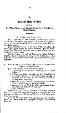 Entwurf eines Gesetzes betreffend die Einrichtung und Unterhaltung der öffentlichen Volksschulen