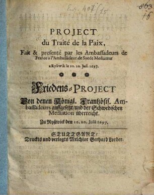 Projet du Traité de la Paix