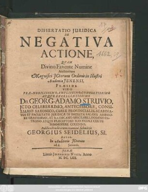 Dissertatio Iuridica De Negativa Actione