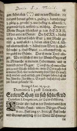 Evangel. Luc. 16, 19-31. Dominica I. post Trinitatis.