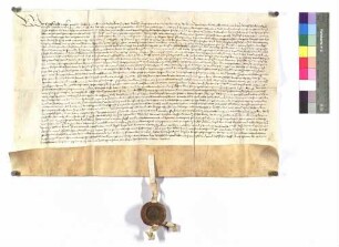 Das Stift Möckmühl verkauft an Kraft von Hohenlohe 1/3 am Zehnten zu Ingelfingen; Siegel: Stift Möckmühl.