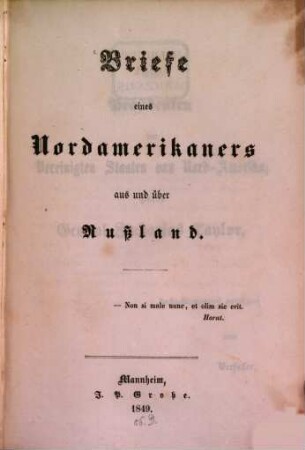 Briefe eines Nordamerikaners aus und über Russland