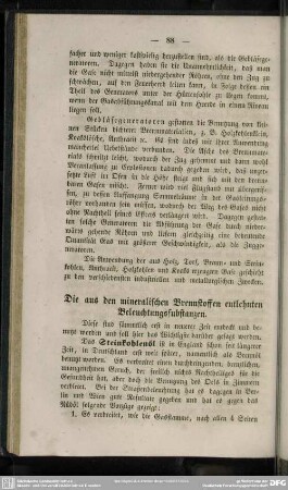 Die aus den mineralischen Brennstoffen entlehnten Beleuchtungssubstanzen