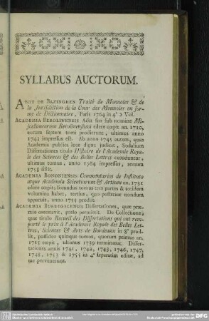 Syllabus Auctorum
