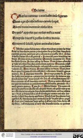 Iste liber cuius subiectum visum dividitur prima sui divisione in duodecim partes principales secundum quod hic sunt duodecim capitula...