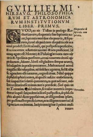 Philosophicarvm Et Astronomicarvm Institvtionvm, Gvilielmi Hirsavgiensis Olim Abbatis, Libri Tres : Opus vetus at nunc primum evulgatum & typis commissum