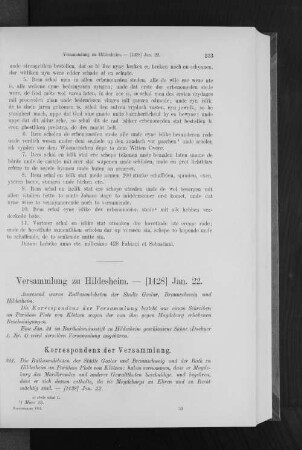 Versammlung zu Hildesheim. - [1428] Jan. 22.