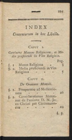 Index Contentorum in hoc Libello.