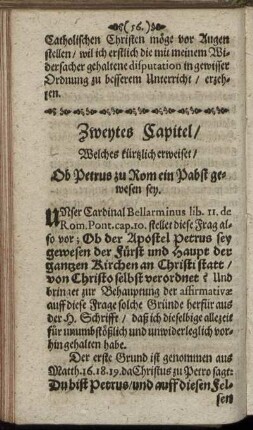 Zweytes Capitel, Welches kürzlich erweiset, Ob Petrus zu Rom ein Pabst gewesen sey