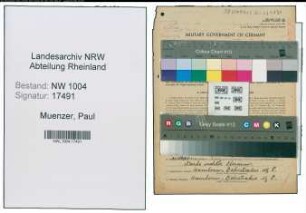 Entnazifizierung Paul Muenzer , geb. 25.09.1896 (Rangiermeister)